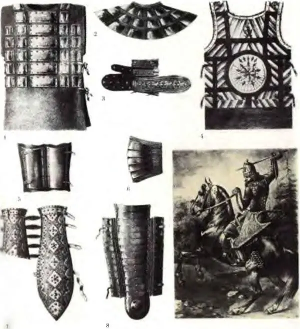 Части доспехов русского воина XIV XVII вв Старинные литографии 1 Куяк 2 - фото 74