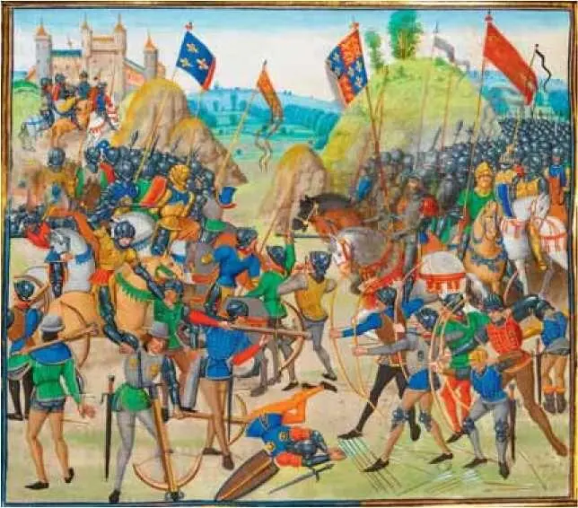 Битва при Креси 1346 года миниатюра 15 века из Хроник Жана Фруассара - фото 196
