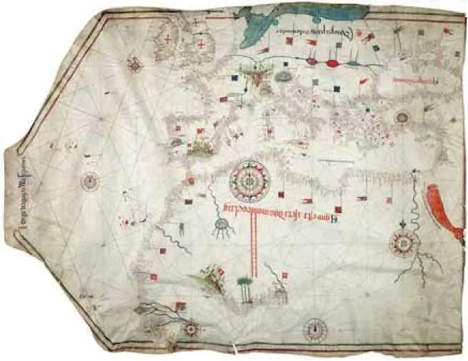 Карта Портулан средневековая морская карта 1492 года португальского - фото 214