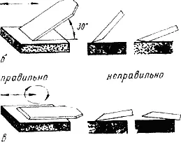 Рис 10 Заточка рубанка а положение ножа при заточке б положение фаски - фото 14