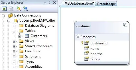 Рис 33 Добавление в LINQ для SQL таблицы Customer Здесь создается контекст - фото 18