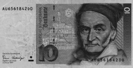 The last ten deutschmark bill representing Gauss and to his right the bell - фото 56