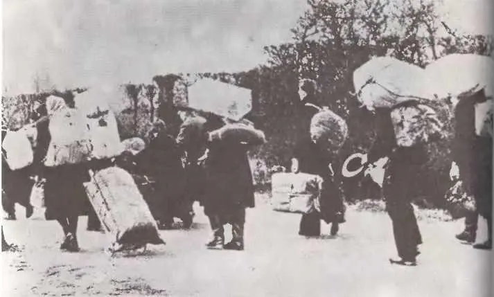 Берлинцы возвращаются в родной город Июнь 1945 г Колонна немецких - фото 36