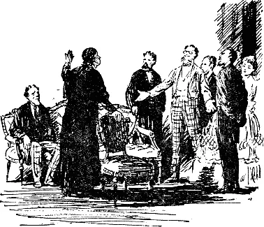 В маленькой гостиной мужчины собравшись в группу разговаривали о политике - фото 10