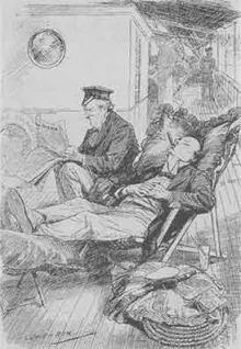 Черчилль и Асквит читает газету на яхте Адмиралтейства во время круиза по - фото 10