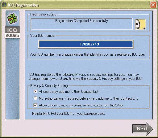 Присвоение номера Наконец последнее окно называется ICQ Service Здесь можно - фото 16