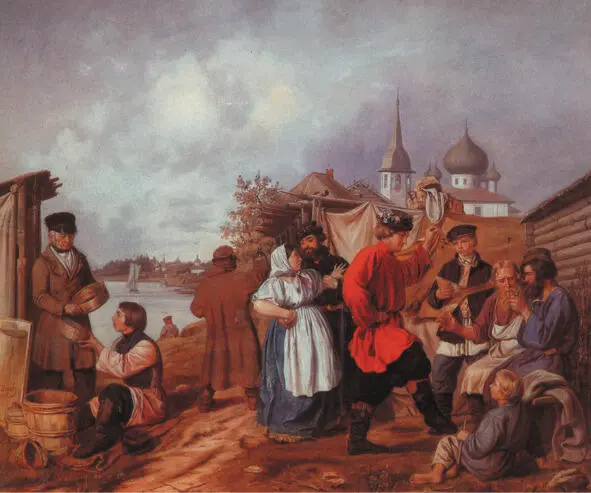 Народная сцена на ярмарке в Старой Ладоге1853 г Холст масло Государственный - фото 13