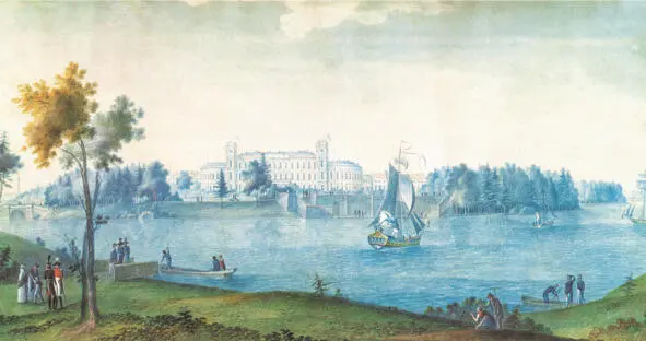 Гатчинский дворец со стороны Белого озера1810 г Бумага акварель - фото 19
