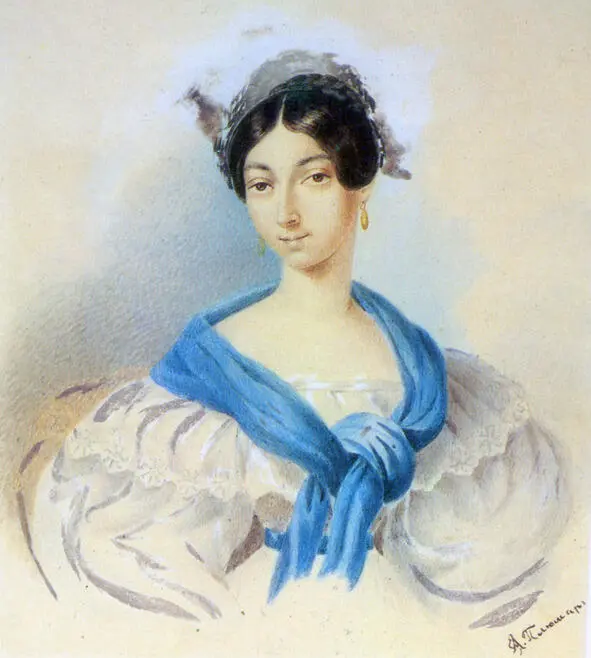 Павлищева Ольга Сергеевна Е А Плюшар ок 1835 Онегин и Татьяна - фото 1