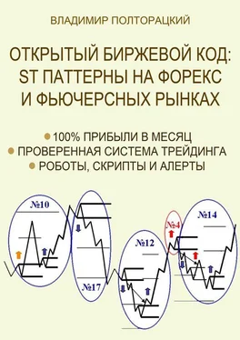 Владимир Полторацкий Открытый биржевой код: ST паттерны на Форекс и фьючерсных рынках. 100% прибыли в месяц, проверенная система трейдинга, роботы, скрипты и алерты обложка книги