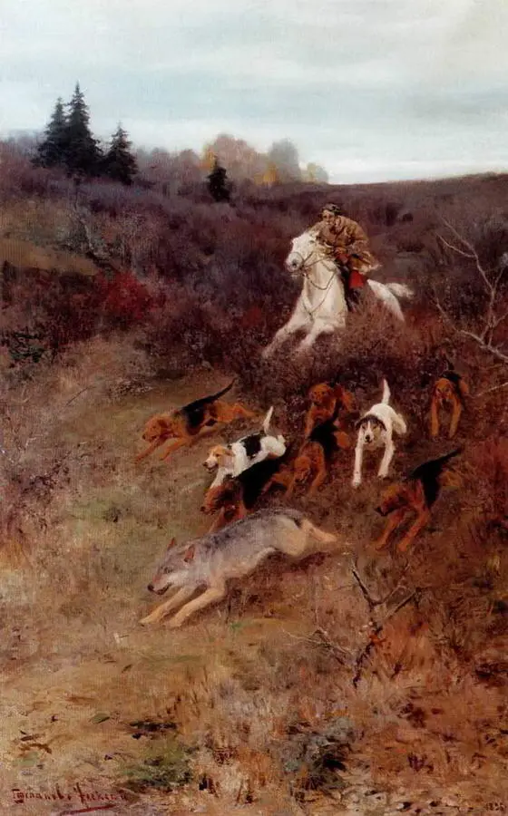 По волка с гончими 19001910 Тюменский музей изобразительных искусств - фото 24