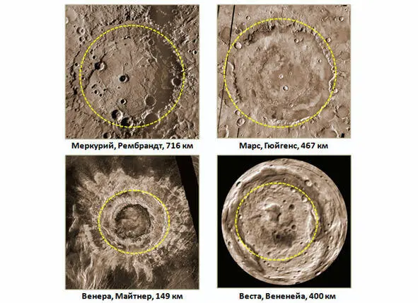 Ударные кратеры на Меркурии Марсе Венере и астероиде 4 Vesta К 2016 году - фото 15