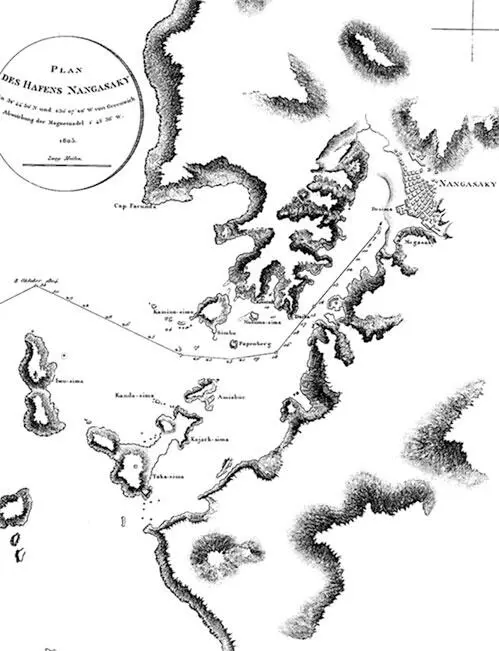 План залива Нагасаки составленный Крузенштерном Все гребные суда наши - фото 34