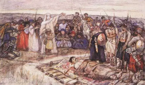 Княгиня Ольга встречает останки князя Игоря Эскиз художника В Сурикова - фото 20