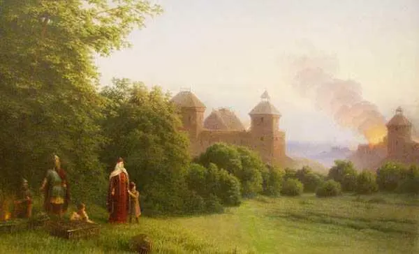 Сожжение Искоростени княгиней Ольгой Художник Г Кондратенко Святая княгиня - фото 23