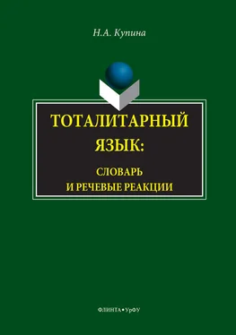 Н. Купина Тоталитарный язык. Словарь и речевые реакции обложка книги