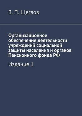 В. Щеглов Организационное обеспечение деятельности учреждений социальной защиты населения и органов Пенсионного фонда РФ. Издание 1 обложка книги