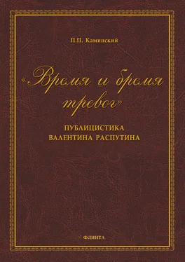 Петр Каминский «Время и бремя тревог». Публицистика Валентина Распутина обложка книги