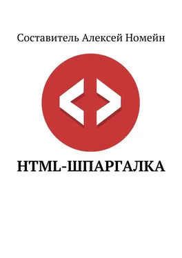 Алексей Номейн HTML-шпаргалка обложка книги