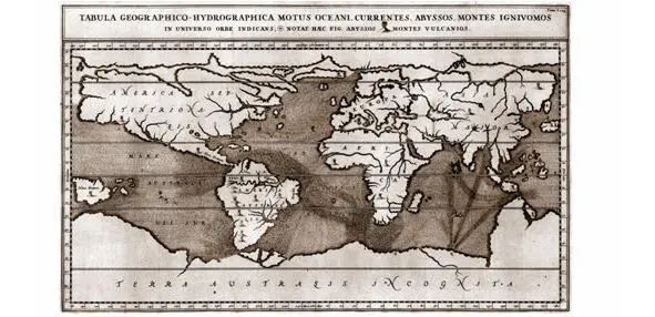 Карта мира Атанасиуса Кирхера с морскими течениями 1667 год Английский - фото 7