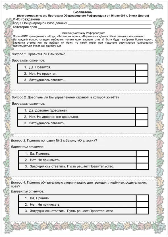 Рисунок 1 Пример бюллетеня для Общенародного Референдума стр 1 Рисунок 2 - фото 6