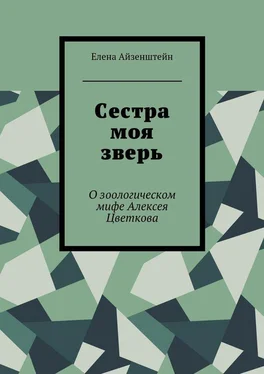 Елена Айзенштейн Сестра моя зверь. О зоологическом мифе Алексея Цветкова обложка книги