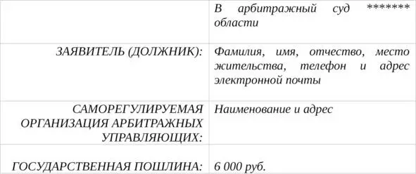 ЗАЯВЛЕНИЕ о признании гражданина несостоятельным банкротом 20 - фото 1