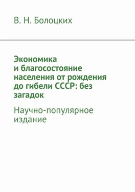 В. Болоцких Экономика и благосостояние населения от рождения до гибели СССР: без загадок. Научно-популярное издание обложка книги