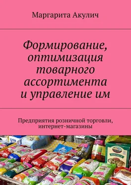 Маргарита Акулич Формирование, оптимизация товарного ассортимента и управление им. Предприятия розничной торговли, интернет-магазины обложка книги