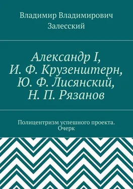 Владимир Залесский Александр I, И. Ф. Крузенштерн, Ю. Ф. Лисянский, Н. П. Рязанов. Полицентризм успешного проекта. Очерк обложка книги