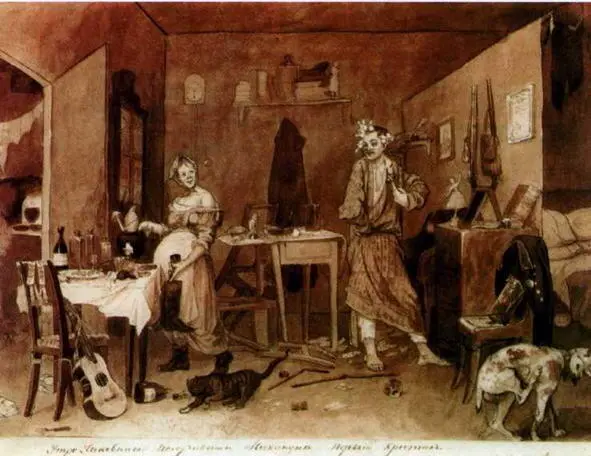 Утро чиновника получившего накануне первый крестик 18441846 Сепия - фото 26