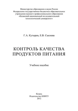 Е. Сысоева Контроль качества продуктов питания обложка книги