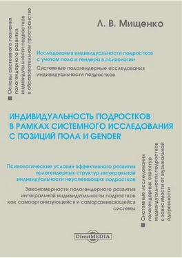 Любовь Мищенко Индивидуальность подростков в рамках системного исследования с позиций пола и gender обложка книги