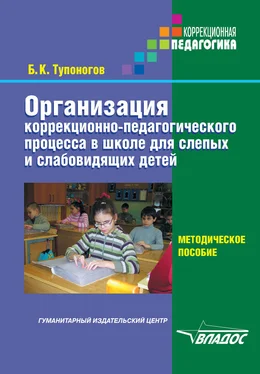 Борис Тупоногов Организация коррекционно-педагогического процесса в школе для слепых и слабовидящих детей. Методическое пособие обложка книги