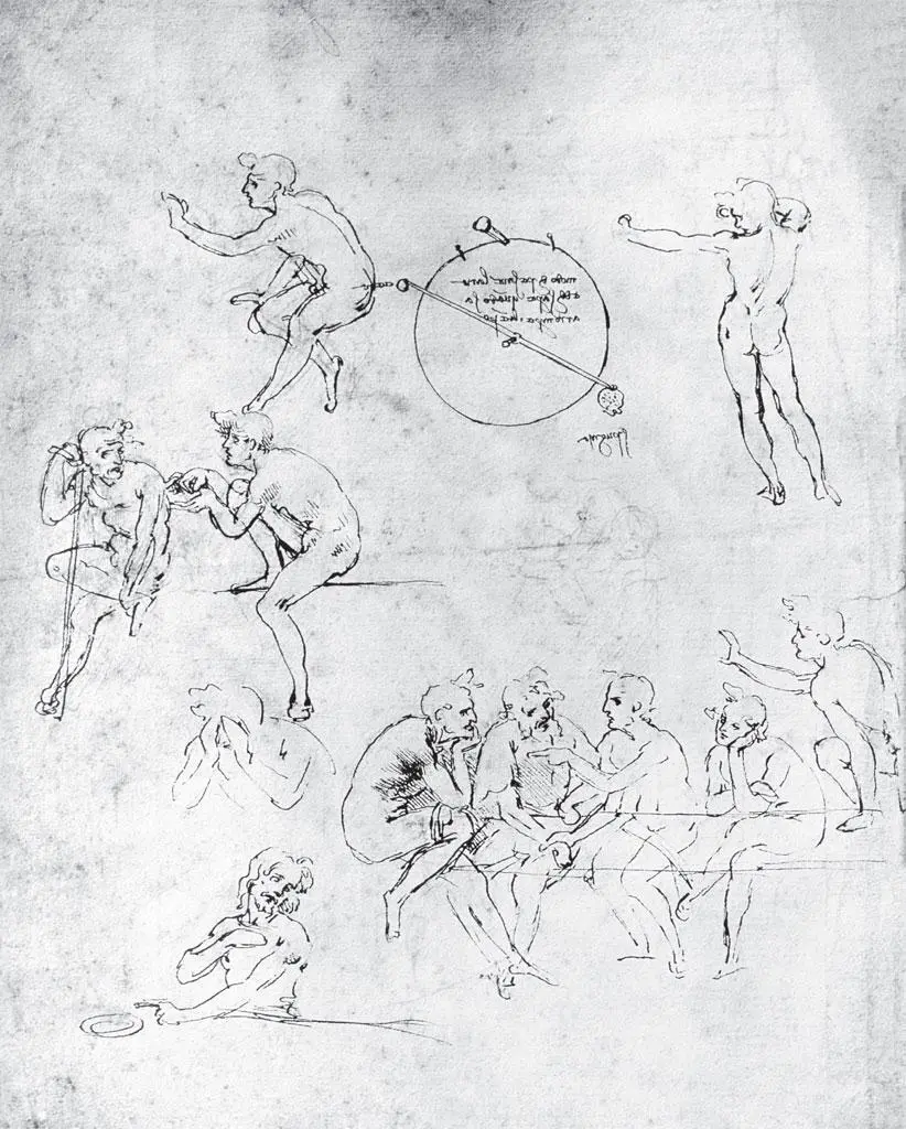 Леонардо да Винчи 14521519 Наброски фигур для картины Поклонение волхвов - фото 14