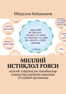 Ибадулла Байджанов Миллий истиқлол ғояси. Асосий тушунча ва тамойиллар плакатлар альбоми шаклида (Услубий қўлланма) обложка книги