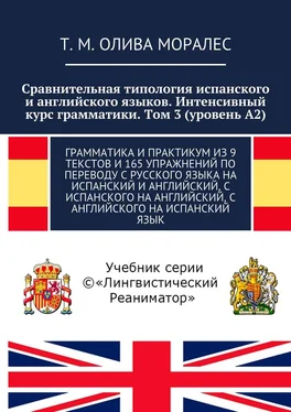 Т. Олива Моралес Сравнительная типология испанского и английского языков. Интенсивный курс грамматики. Том 3 (уровень А2). Грамматика и практикум из 9 текстов и 165 упражнений по переводу с русского языка на испанский и английский, с испанского на английский, с английского на испанский язык обложка книги