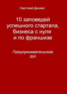 Даниил Светский 10 заповедей успешного стартапа, бизнеса с нуля и по франшизе. Предпринимательский дух обложка книги