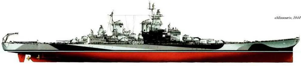 Миссури 1944 г Айова 1989 г Схема башенной установки и погребов - фото 78