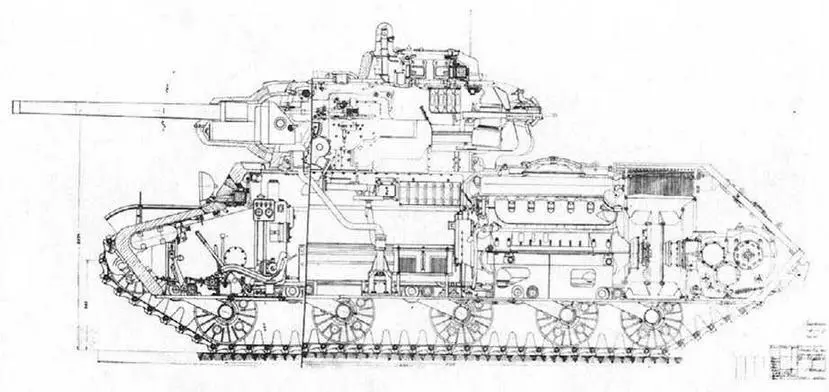 Вверху разрез танка ИС образец 1 вооруженного 76мм пушкой ЗИС5ИС - фото 6