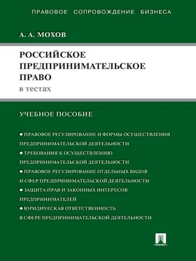 Александр Мохов Российское предпринимательское право в тестах. Учебное пособие обложка книги