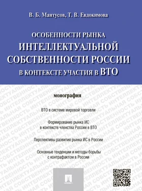 Владимир Мантусов Особенности рынка интеллектуальной собственности России в контексте участия в ВТО. Монография обложка книги