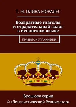 Т. Олива Моралес Возвратные глаголы и страдательный залог в испанском языке. Правила и упражнения обложка книги