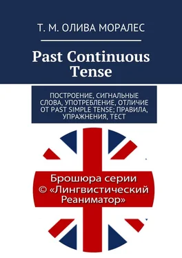 Т. Олива Моралес Past Continuous Tense. Построение, сигнальные слова, употребление, отличие от Past Simple Tense; правила, упражнения, тест обложка книги