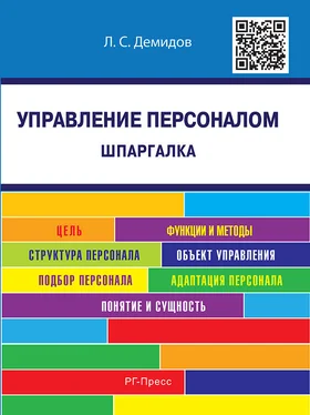 Лев Демидов Управление персоналом. Шпаргалка. Учебное пособие обложка книги