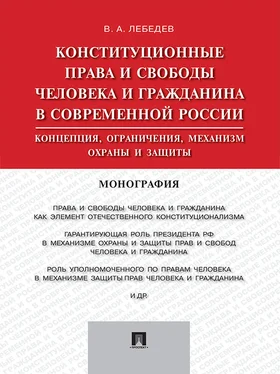 Валериан Лебедев Конституционные права и свободы человека и гражданина в современной России: концепция, ограничения, механизм охраны и защиты. Монография обложка книги