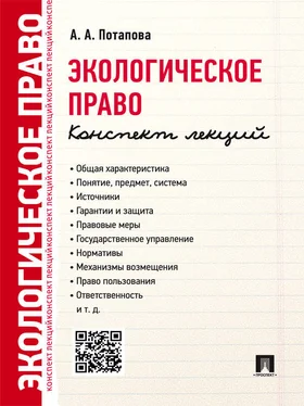 А. Потапова Экологическое право. Конспект лекций. Учебное пособие обложка книги