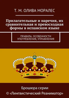 Т. Олива Моралес Прилагательные и наречия, их сравнительная и превосходная формы в испанском языке. Правила, особенности употребления, упражнения обложка книги