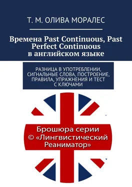 Т. Олива Моралес Времена Past Continuous, Past Perfect Continuous в английском языке. Разница в употреблении, сигнальные слова, построение, правила, упражнения и тест с ключами обложка книги