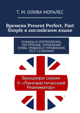 Т. Олива Моралес Времена Present Perfect, Past Simple в английском языке. Разница в употреблении, построение, сигнальные слова, правила и упражнения, тест с ключами обложка книги